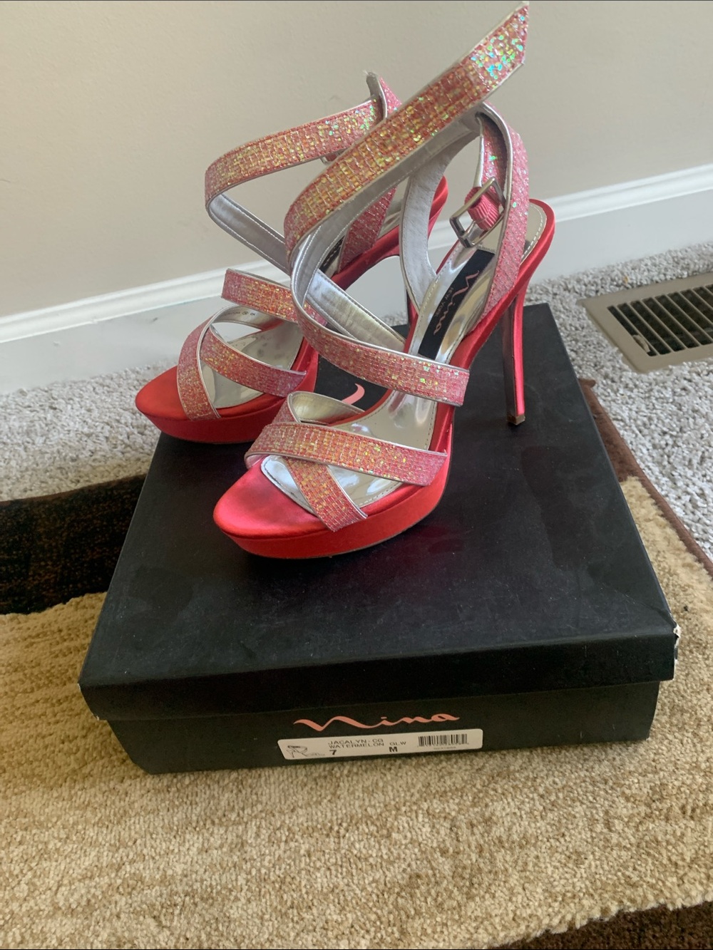 Sz 7 Coral heels- wedding